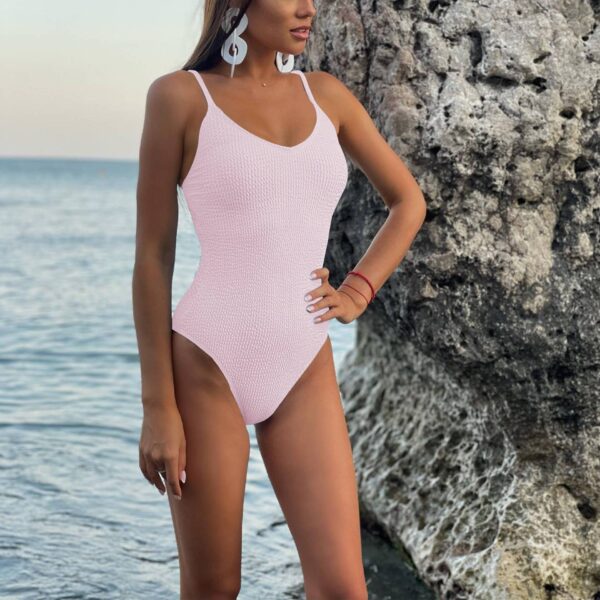Sleeveless Fashion One-piece Swimsuit Sexy Solid Colour Triangle Swimsuit - Image 6