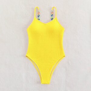 Sleeveless Fashion One-piece Swimsuit Sexy Solid Colour Triangle Swimsuit