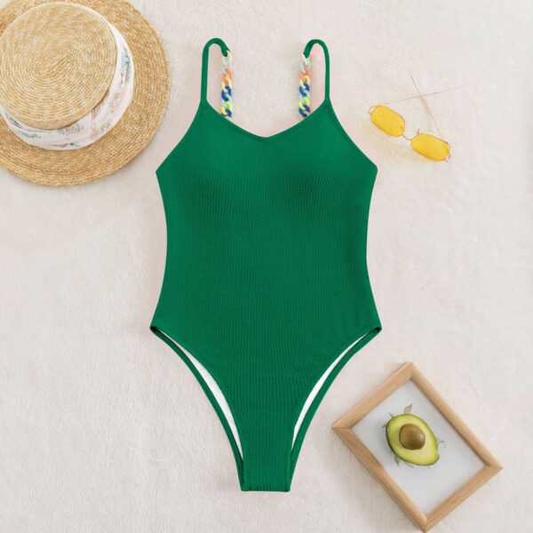 Sleeveless Fashion One-piece Swimsuit Sexy Solid Colour Triangle Swimsuit - Image 8