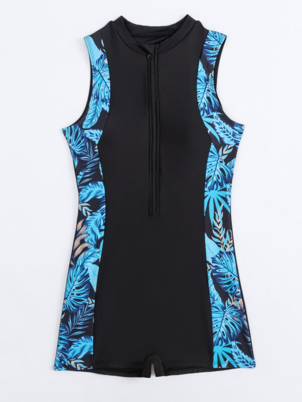 2025 New One-piece Printed Patchwork Conservative Flat Front Surf Swimsuit - Image 6