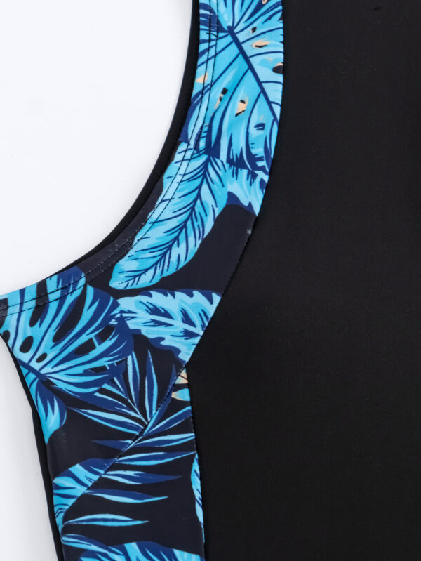 2025 New One-piece Printed Patchwork Conservative Flat Front Surf Swimsuit - Image 8