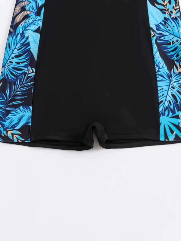 2025 New One-piece Printed Patchwork Conservative Flat Front Surf Swimsuit - Image 9