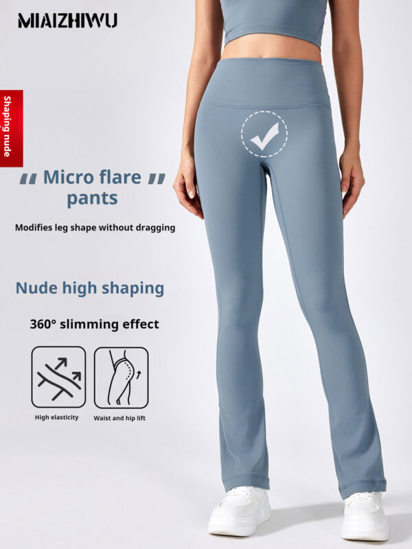 High-waisted, seamless, bare-feel, butt-lifting, flared trousers, outerwear, sports, fitness, yoga leggings - Image 4