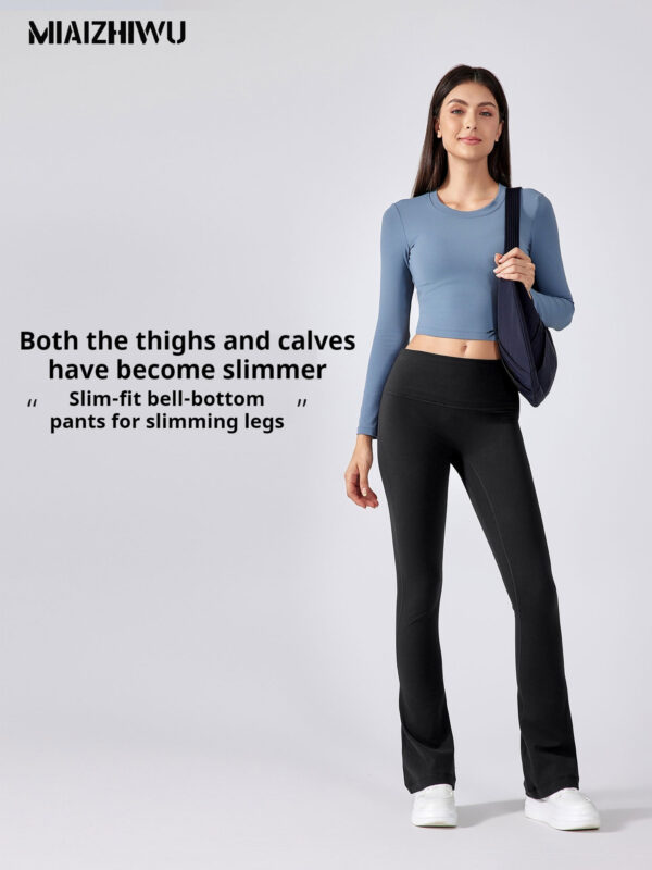 High-waisted, seamless, bare-feel, butt-lifting, flared trousers, outerwear, sports, fitness, yoga leggings - Image 2